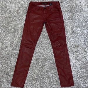 David Bitton Burgundy Coated Skinny Jeans